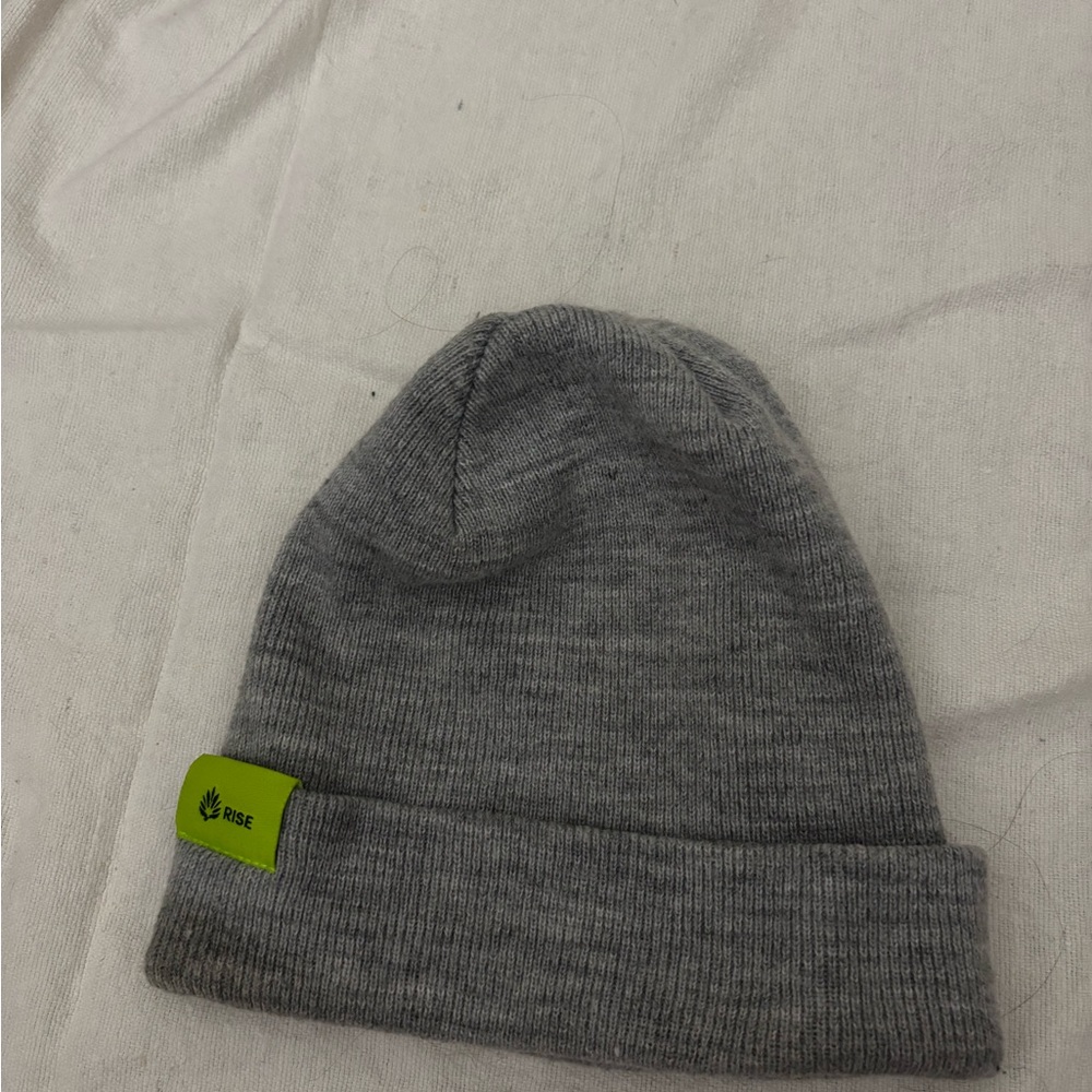 Gray “RISE Dispensaries” Logo Beanie with Green Tag